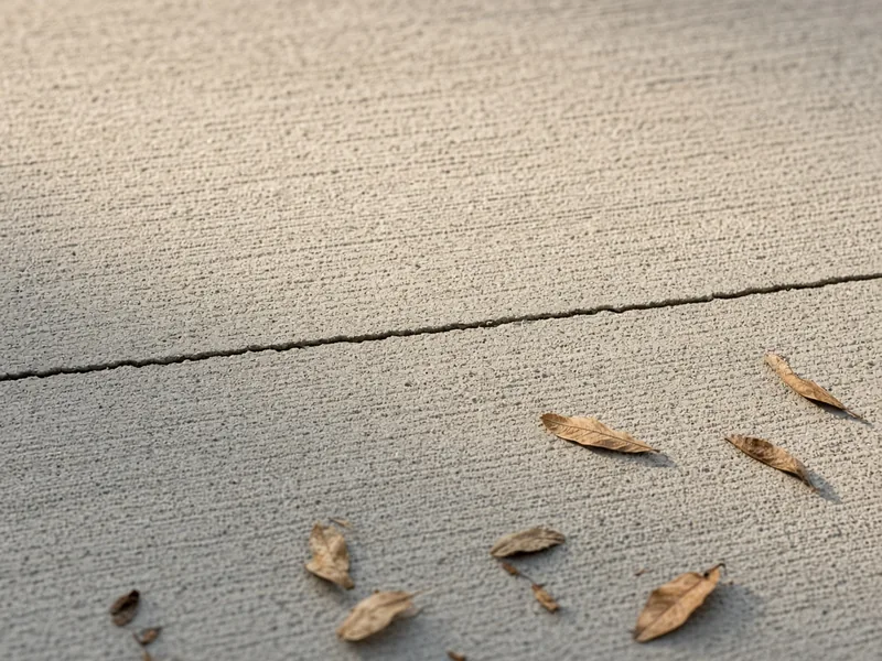 Hairline shrinkage crack across a broom-finished driveway, Abilene, TX