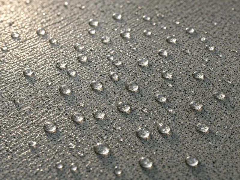 Water beading on broom-finished concrete treated with penetrating sealer, Abilene, TX